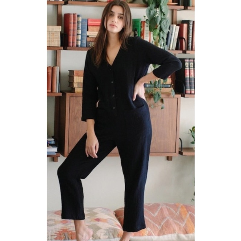 Rachel Pally Black Button-Front Jumpsuit
